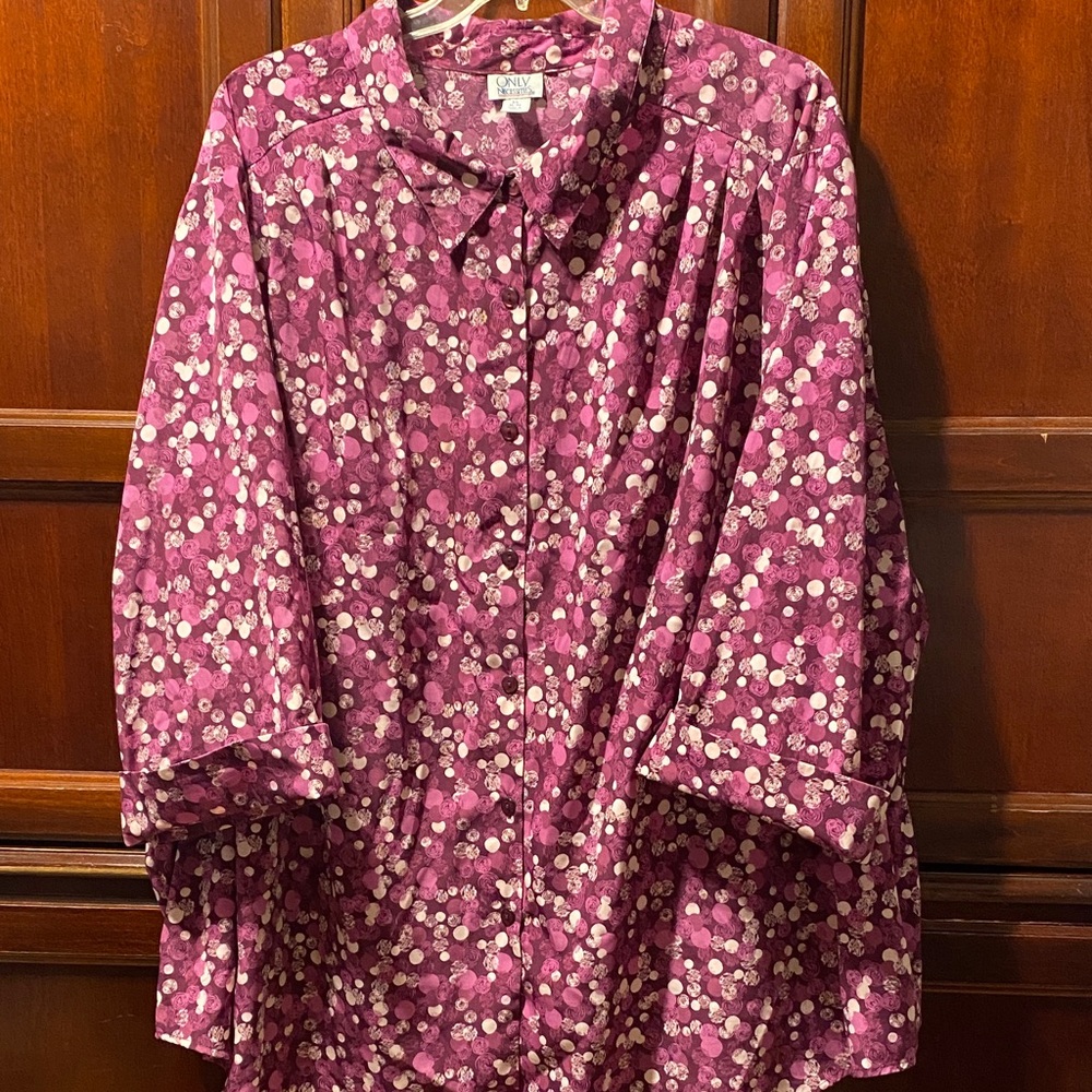 Only Necessities 5X Purple white circle design Button-Up big Shirt
